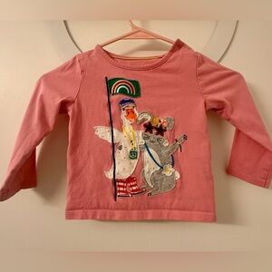 Mini Boden Pink Kids Shirt with Fun Animal Design